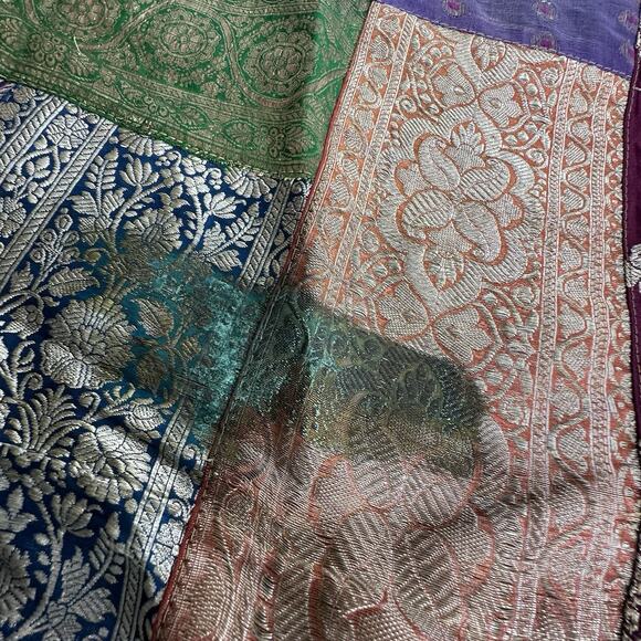 Pier 1 Imports Sari Throw Multicolor Patchwork Boho Indian Tapestry Blanket - Picture 12 of 12